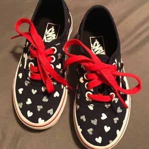 Girls 11.5 navy heart, red laces, Vans